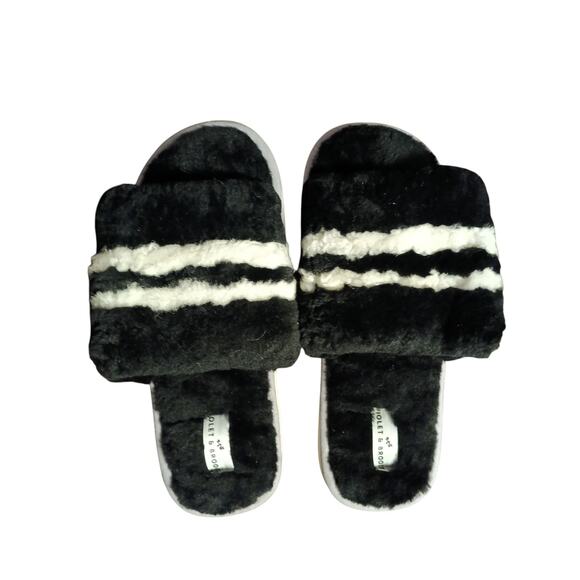 Violet & Brooks Black and White Wool Slippers Medium - Picture 1 of 3